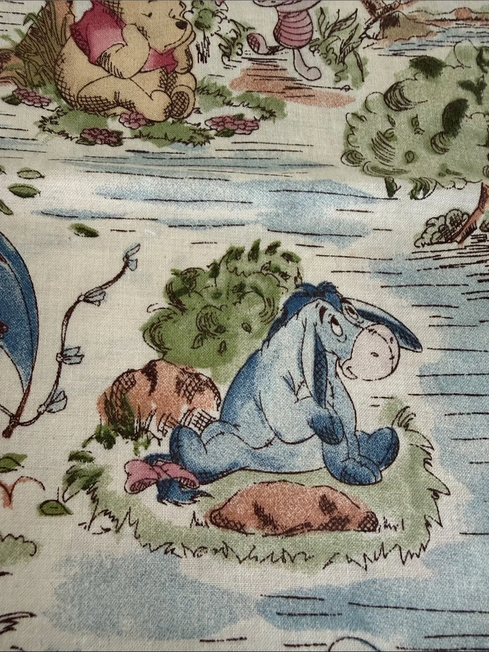 Vintage Disney Winnie the Pooh Day in the Park Fabric Springs 2/3 Yard